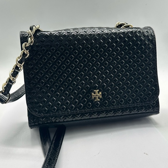 Tory Burch Black Small Quilted Women\'s Bag Long Strap Black with gold chain main image 4